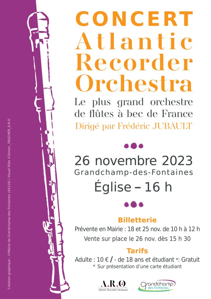 Atlantic recorder Orchestra, 26 Novembre, Grandchamp des Fontaines (44